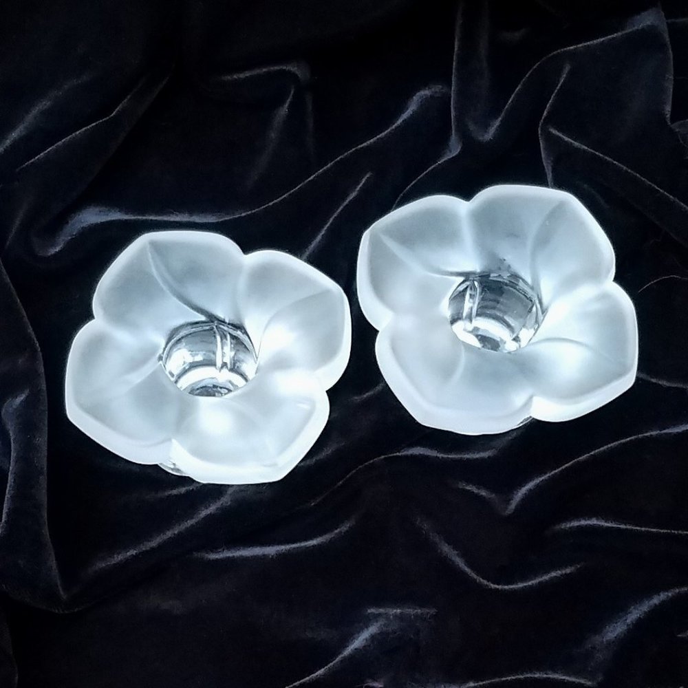 Vintage Frosted Crystal Candlestick Holders